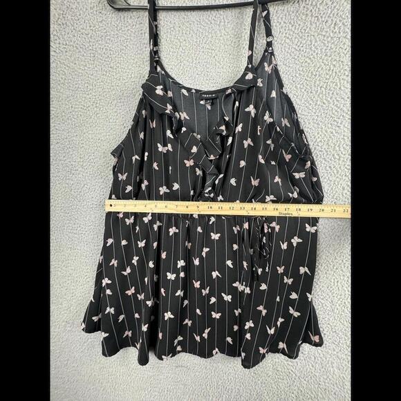 Torrid Shirt Womens 3X Black Floral Sleeveless Wrap Plus Size Blouse Top - Picture 6 of 9